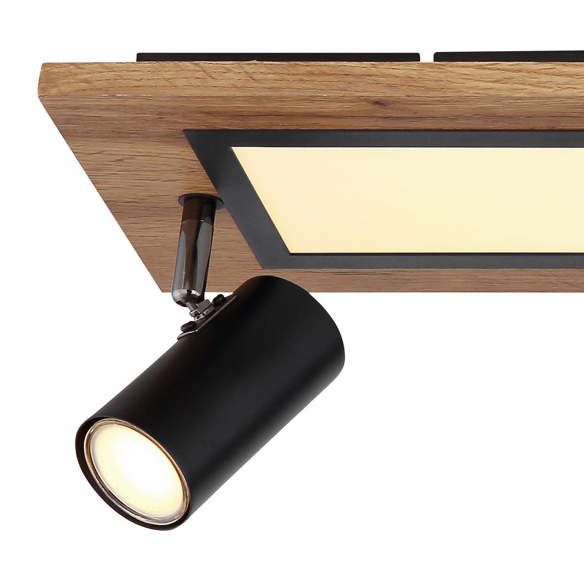 Led Mennyezeti Lámpa 67306d1 - natúr színű/fekete, Design, műanyag/faalapú anyag (80/20/18cm)
