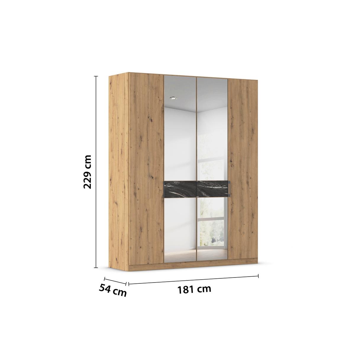 Drehtürenschrank Versitiy-d Eiche Artisan/marmoroptik 4trg - Silberfarben/Eiche Artisan, Trend, Holzwerkstoff (181/229/54cm) - James Wood