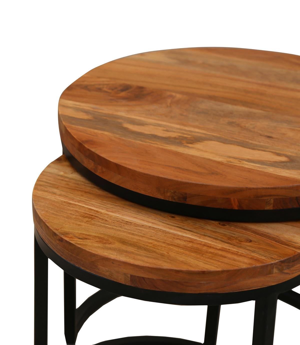 Satztisch Selma B: 40-50cm Akaziefarben - Schwarz/Akaziefarben, MODERN, Holz/Metall - MID.YOU