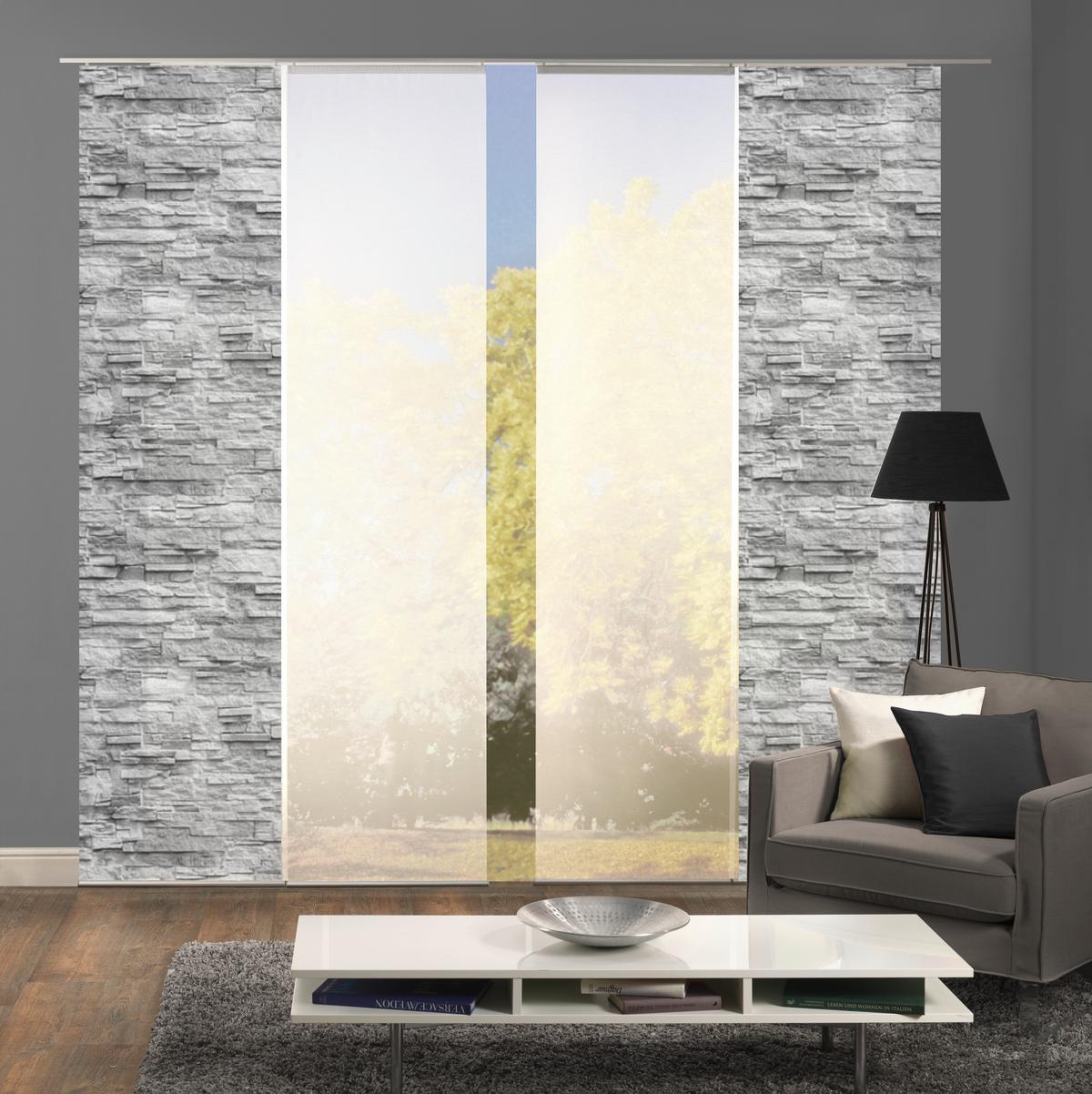 Flächenvorhang 4er Set Wallis - Anthrazit/Weiß, Design, Textil (60/245cm) - Schmidt W. Gmbh