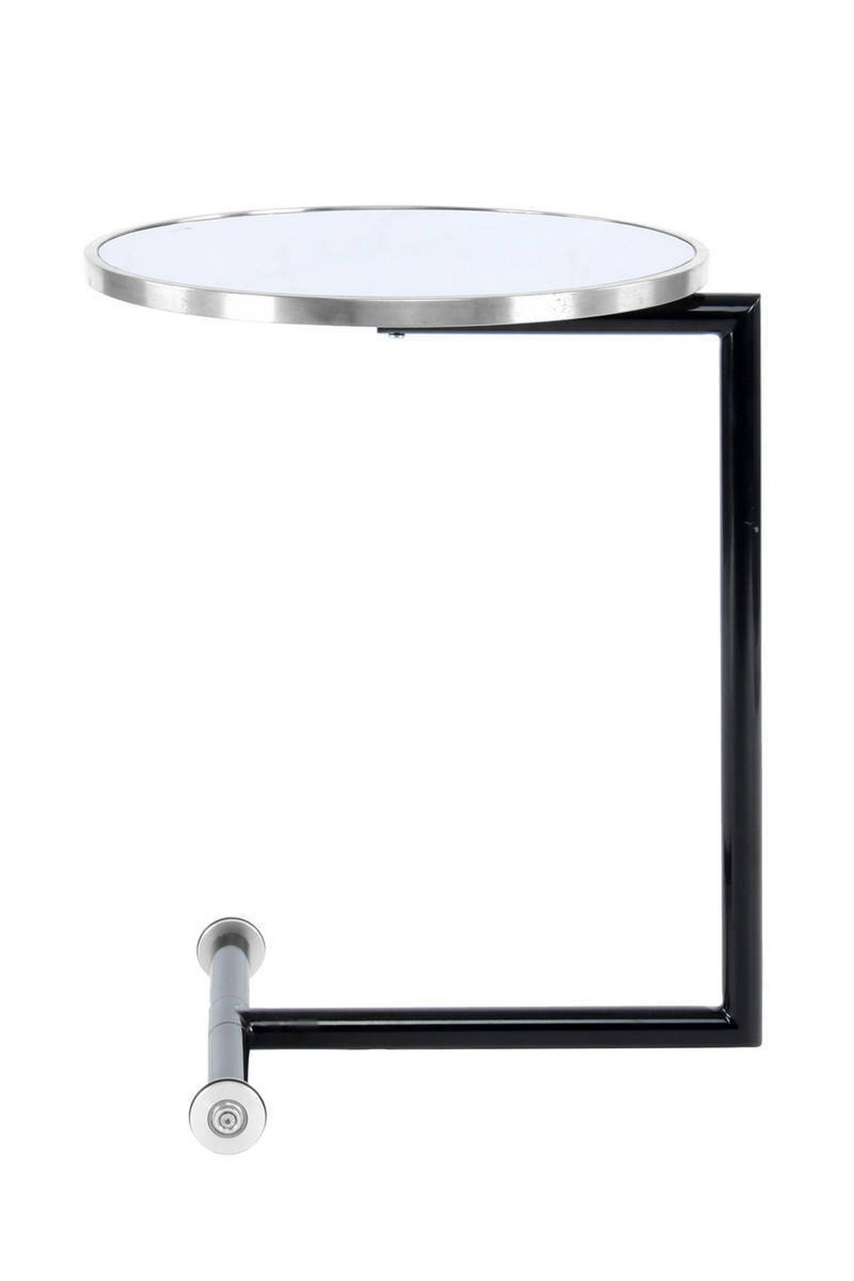 Beistelltisch Rund Servant Silberfarben/Weiß - Silberfarben/Schwarz, Basics, Glas/Metall (46/46/62cm) - Kayoom