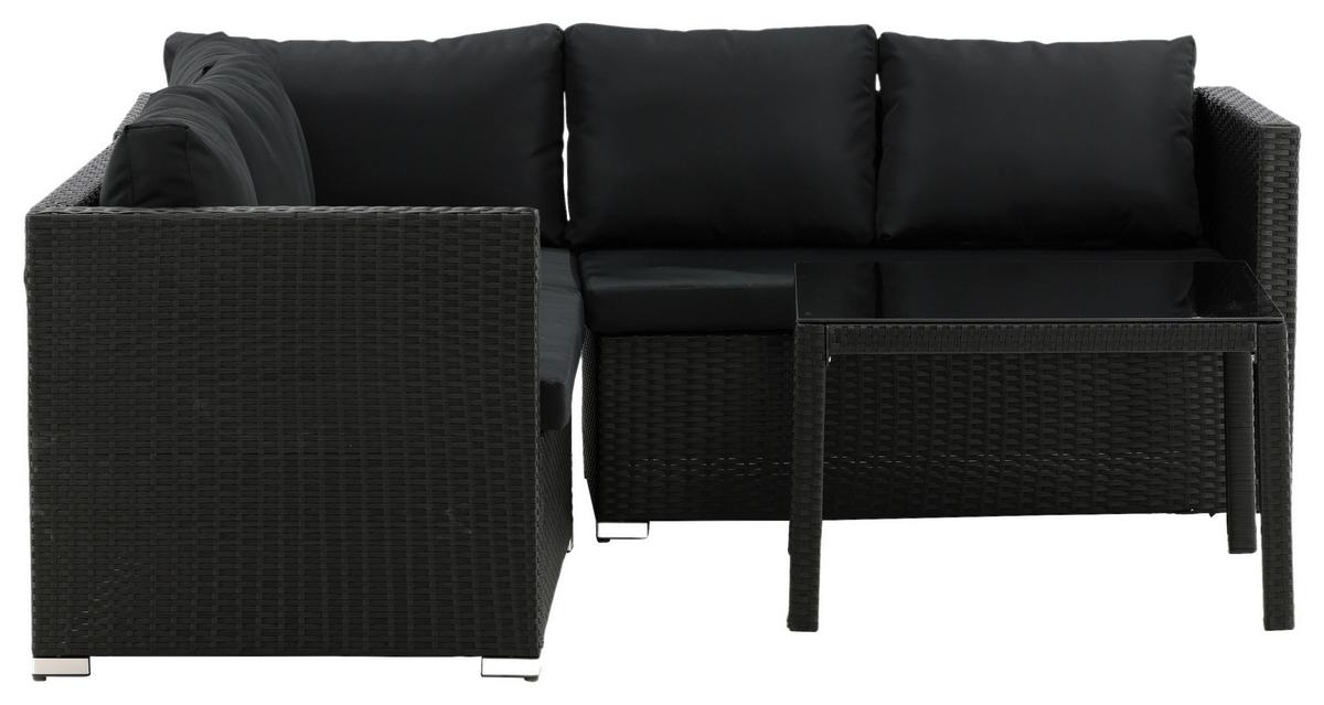 Loungegarnitur Kuba - Schwarz, KONVENTIONELL, Glas/Kunststoff - Gardenson