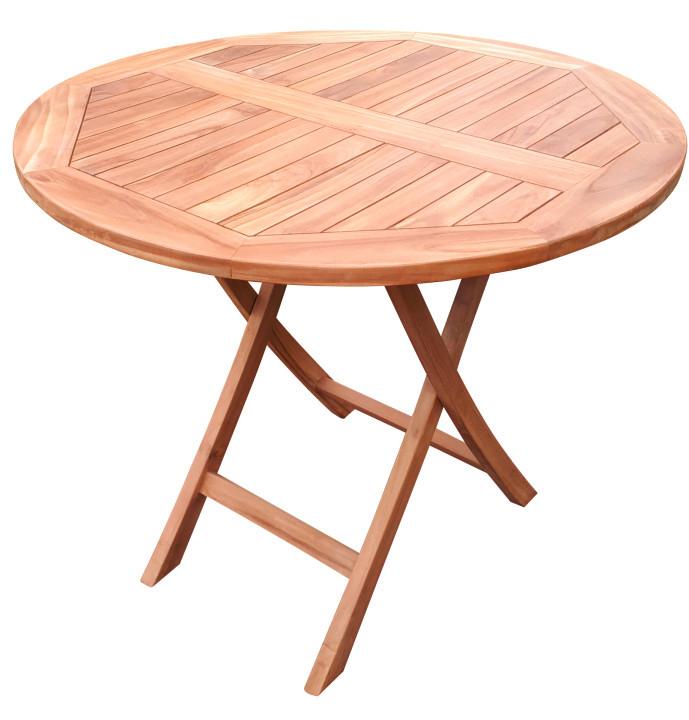 Gartentisch Klappbar Woodie Teakholz D: 90cm - Teakfarben, Basics, Holz (90/75cm) - Gardenson