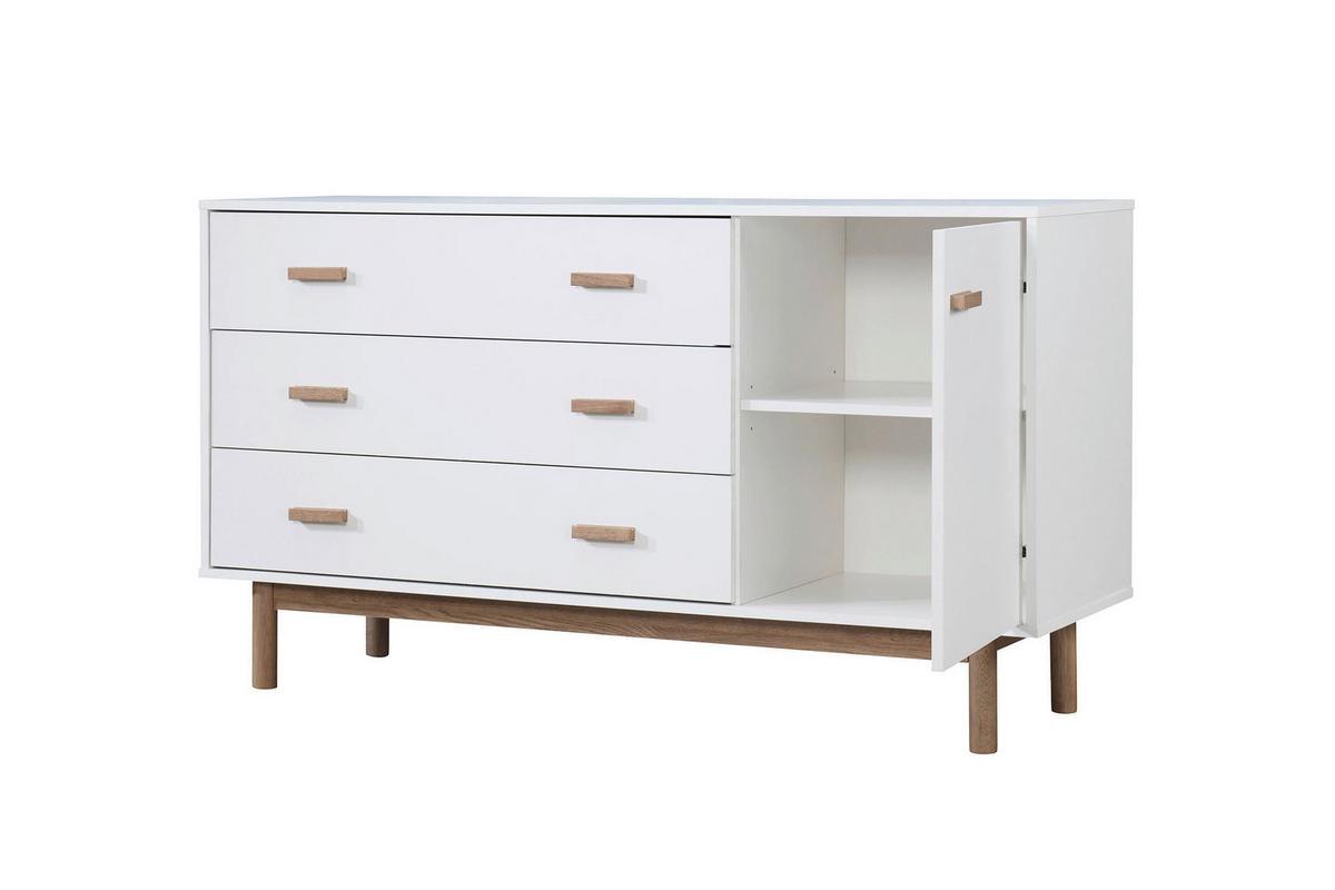 Sideboard Melanie Weiß Eichefarben - Eichefarben/Weiß, Design, Holzwerkstoff (144/80/44cm) - MID.YOU