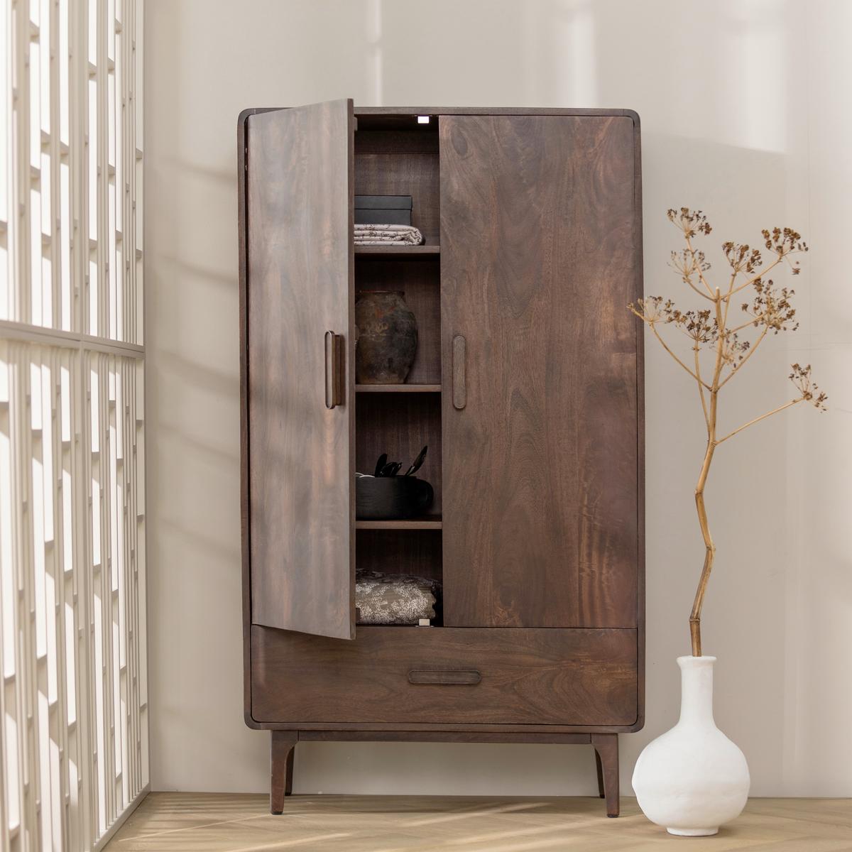 Schrank Liya Dunkelbraun B: 85 Cm - Dunkelbraun, Design, Holz (85/150/35cm) - Livetastic