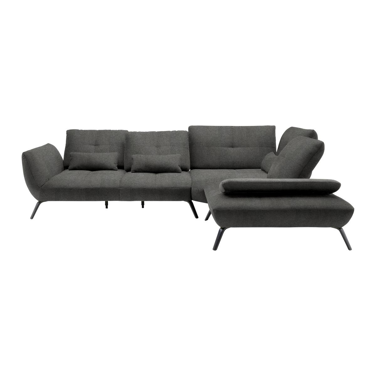 Rohová sedačka TRENDY, pravá, antracitová - černá/antracitová, Moderní, kov/kompozitní dřevo (310/93/250cm) - Premium Living
