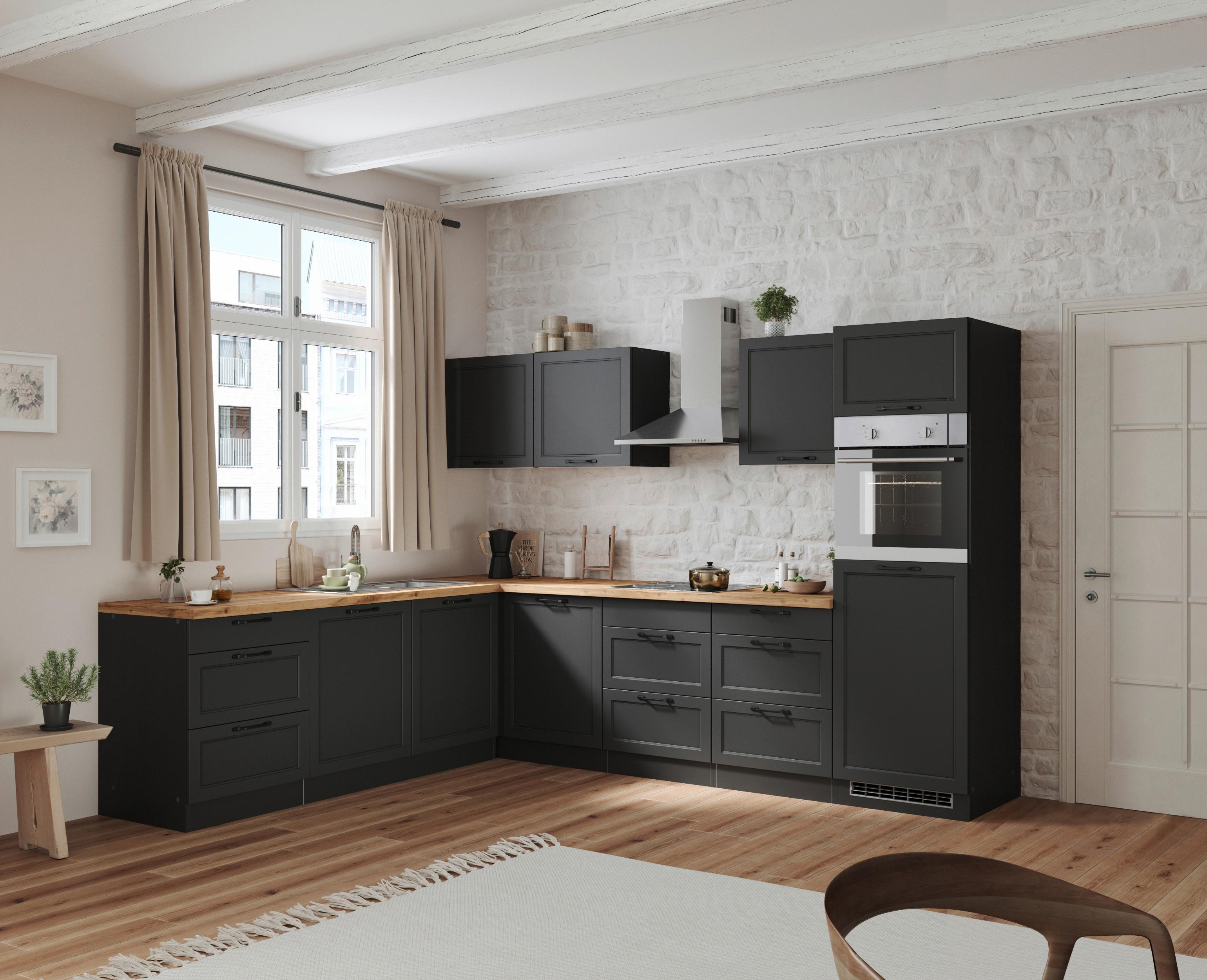 Eckküche Meran mit Geräten 240x300 cm Grau/Eiche Dekor