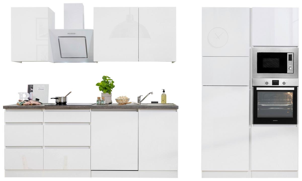 Küchenblock Lorena Küchenblock 345 cm - Weiß Hochglanz/Graphitfarben, Basics, Holzwerkstoff (345cm) - Respekta