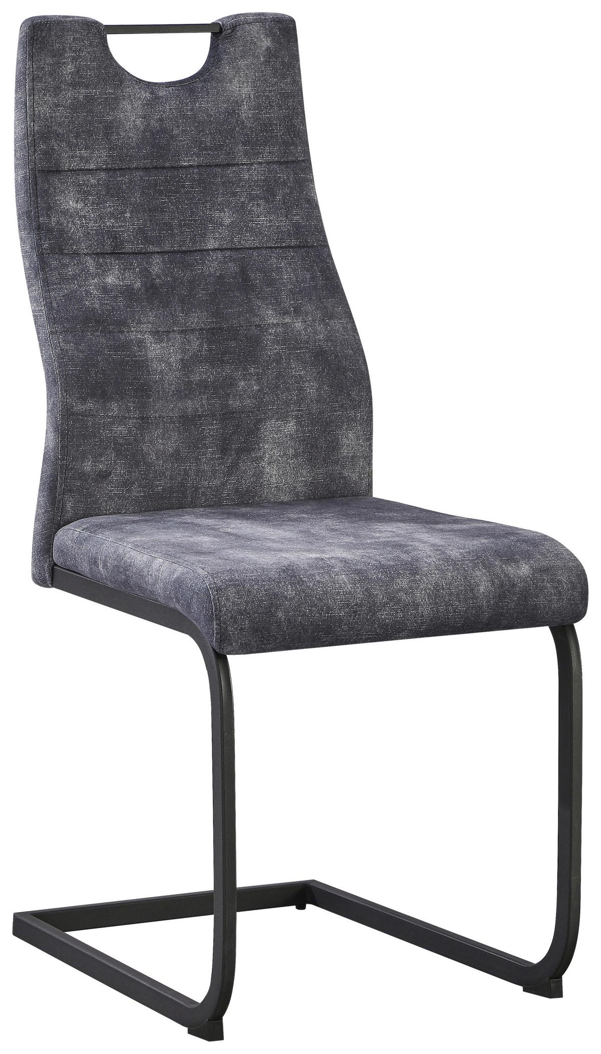 Schwingstuhl Melbourne Grau Gepolstert - Schwarz/Grau, MODERN, Textil/Metall (44/101/58cm)