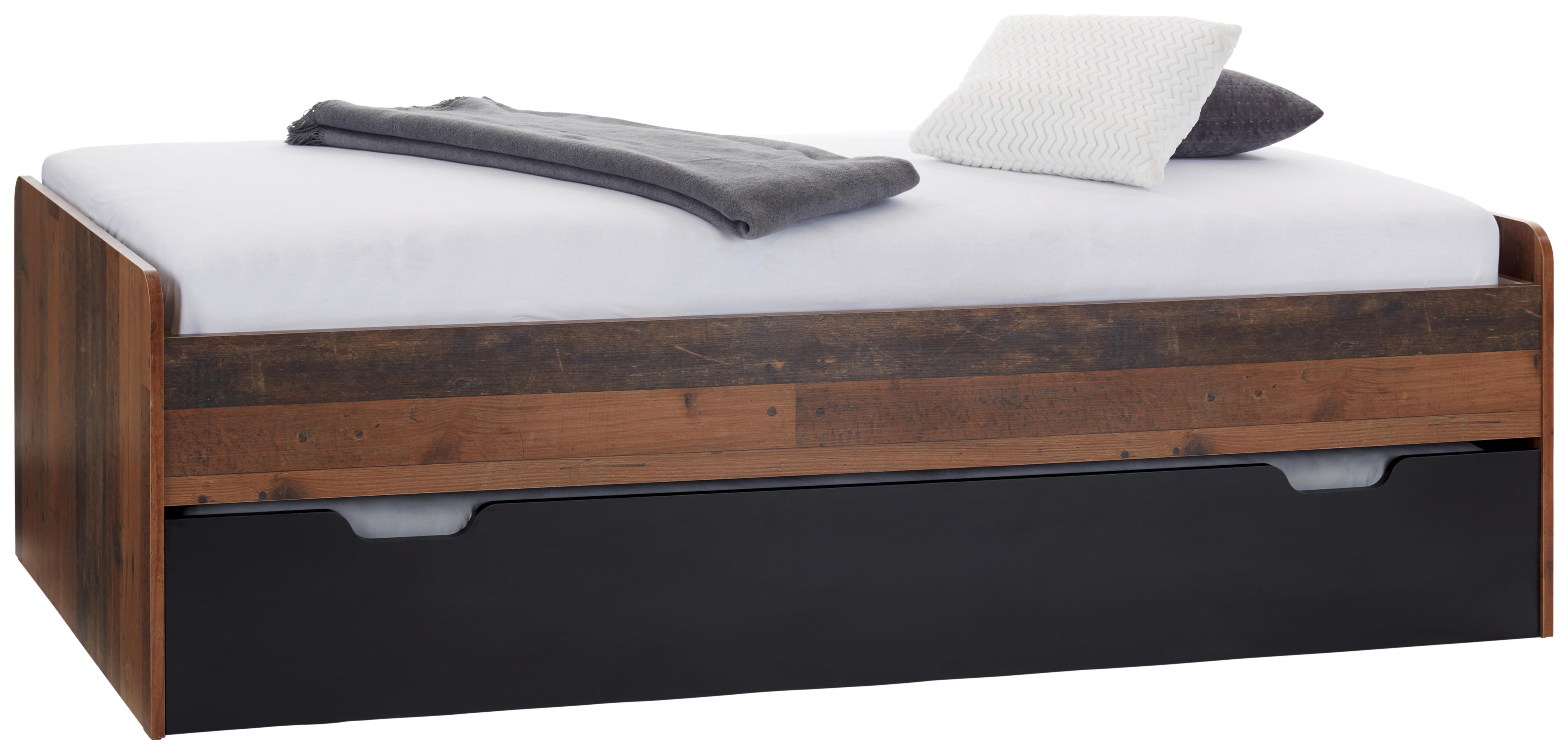 Rozkládací Postel Maxi 2, 90x200 Cm - černá, Konvenční, kompozitní dřevo (90/200cm)