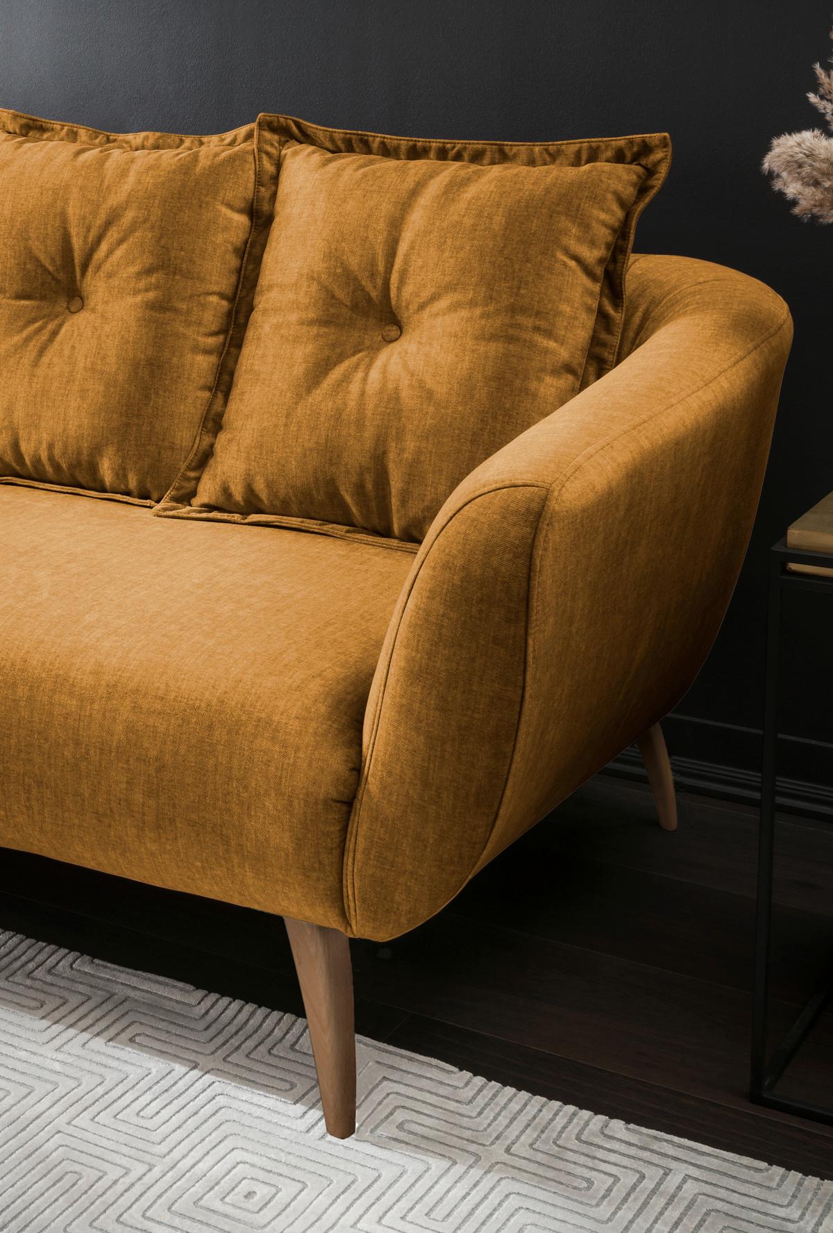 3-Sitzer-Sofa Baggio Gelb B: 236 cm - Gelb/Buchefarben, MODERN, Textil (236/94/103cm) - Livetastic