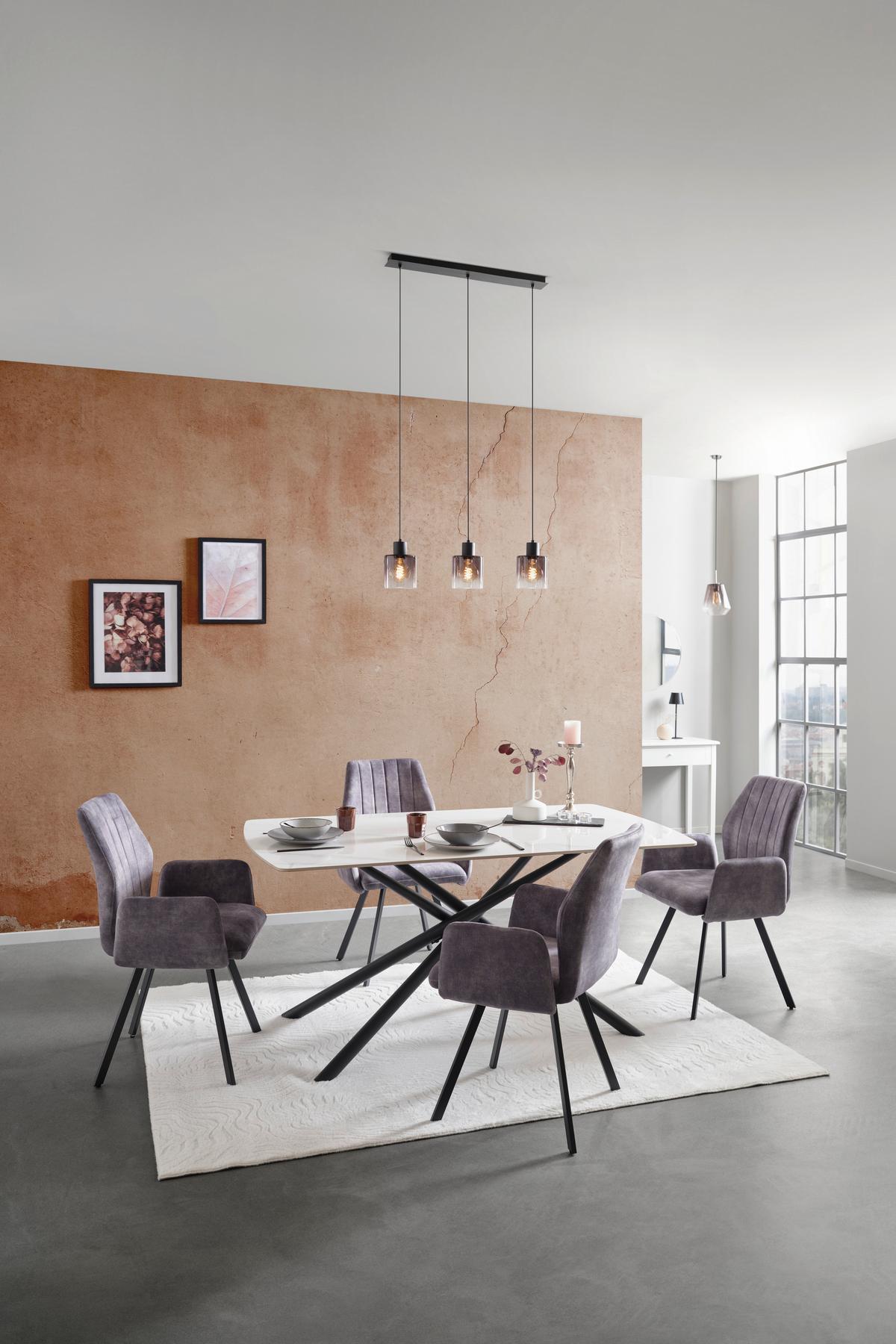 Étkezőasztal Mailand - fekete/fehér, Trend, fém/kerámia (160/75/90cm) - Nedis SmartLife