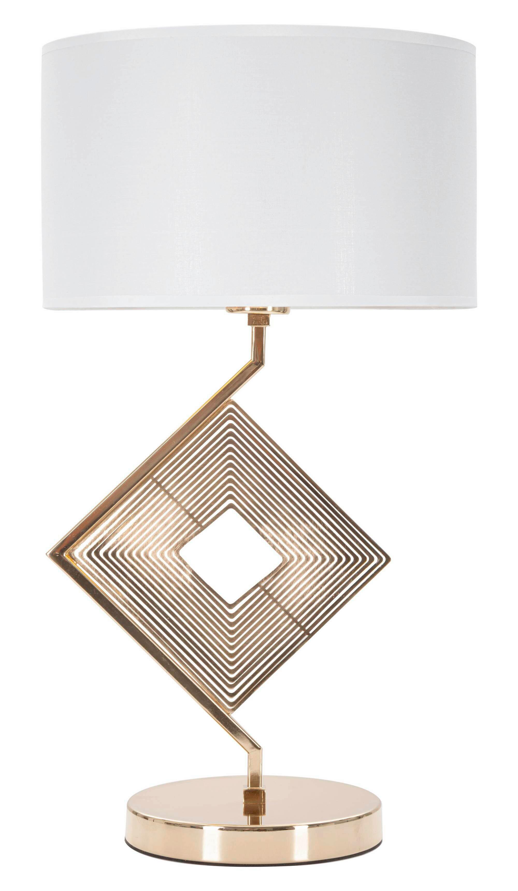 Tischleuchte Move Weiß, Goldfarben B: 30 Cm - Goldfarben/Weiß, Basics, Textil/Metall (30/56/30cm)