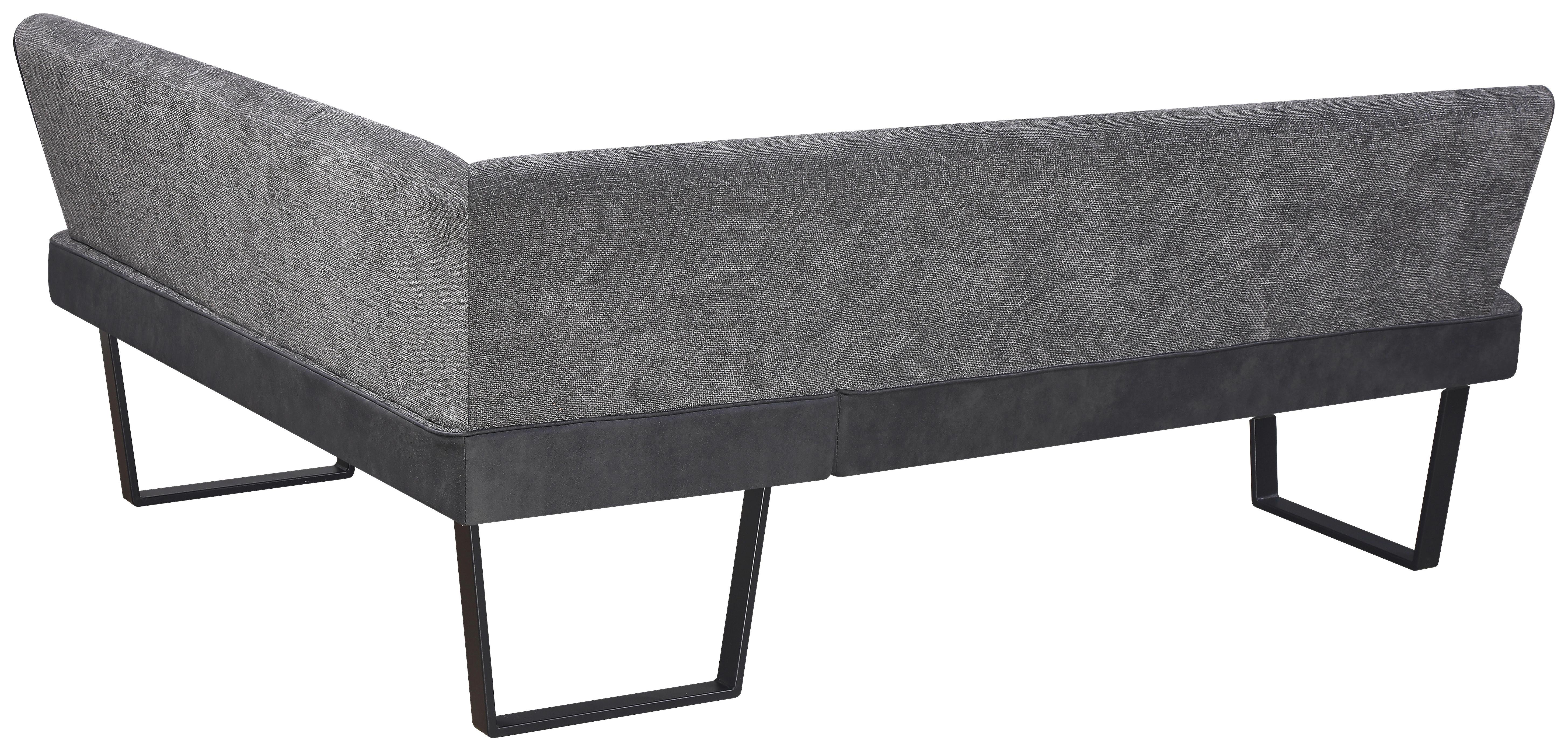 Eckbank Pag - Schwarz/Grau, KONVENTIONELL, Textil/Metall (200/160cm) - MID.YOU