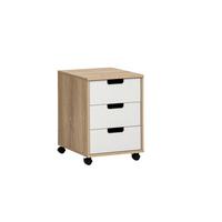 Rollcontainer Emmik Weiß, Eiche Dekor B: 40,1cm - Eichefarben/Weiß, MODERN, Holzwerkstoff/Kunststoff (40,1/57/50cm) - MID.YOU