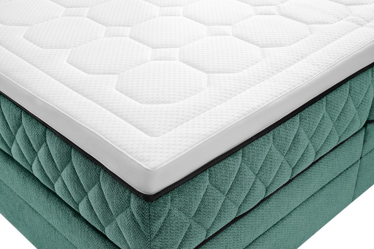 Boxspringbett Mit Topper & Bettkasten 160x200 Carmen A - Türkis, KONVENTIONELL, Holz/Holzwerkstoff (160/200cm) - James Wood