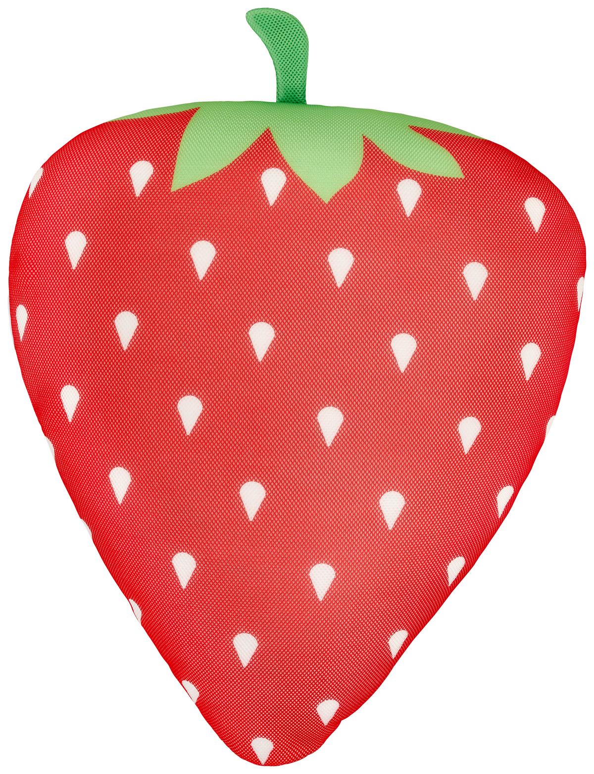 Schwimmkissen Erdbeere Textil Rot/Grün/Weiß mit Zip - Rot/Weiß, Basics, Textil (95/70/27cm)