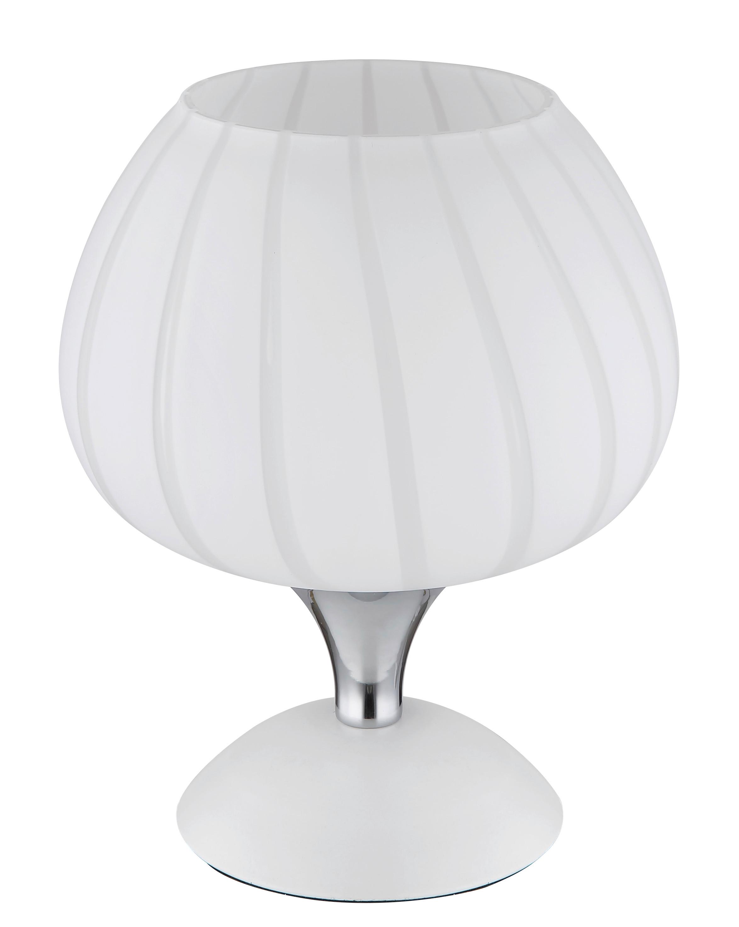 Tischleuchte 15548t2w - Chromfarben/Weiß, KONVENTIONELL, Glas/Metall (15/20,5cm) - Globo