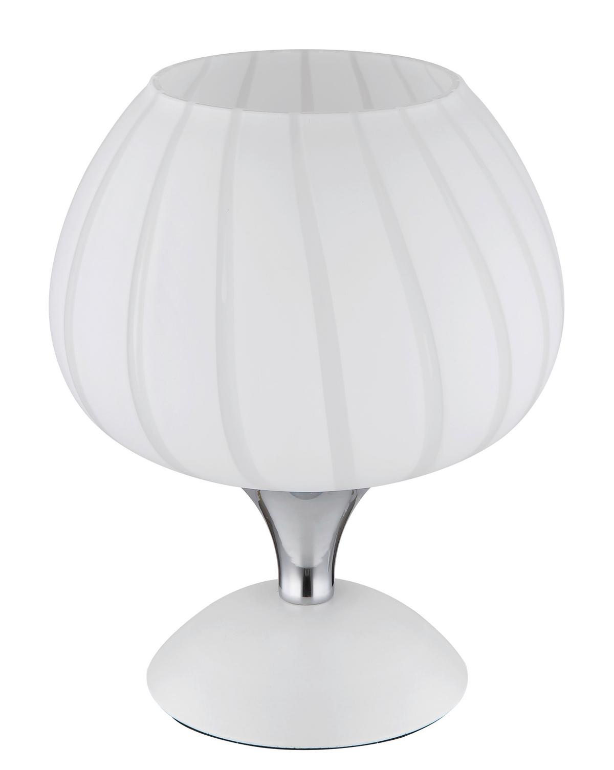 Tischleuchte 15548t2w - Chromfarben/Weiß, KONVENTIONELL, Glas/Metall (15/20,5cm) - Globo