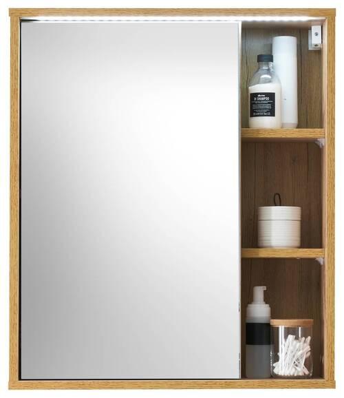 Spiegelschrank Greece mit LED- Beleuchtung 1 Türe - Eiche Wotan, MODERN, Glas/Holzwerkstoff (60/70/20cm) - MID.YOU