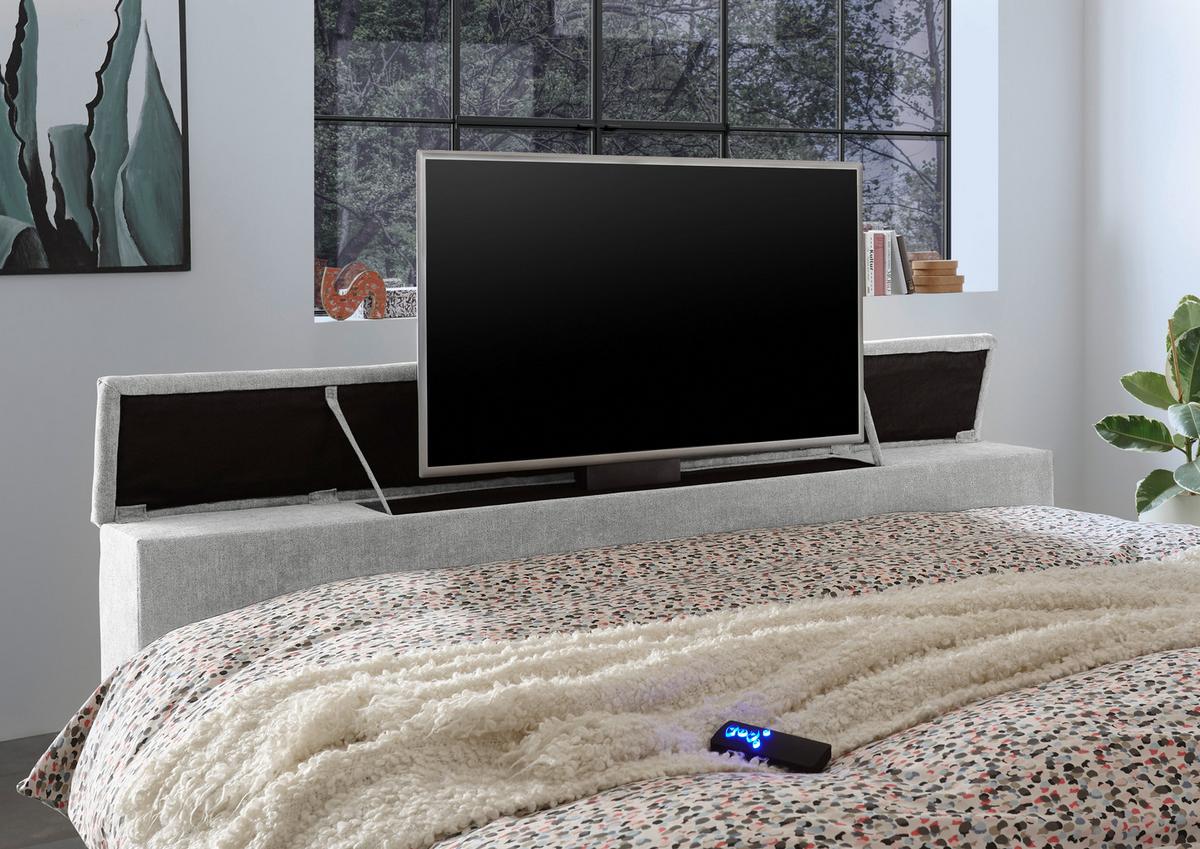 Boxspringbett Mit Topper 180x200 Cm Denver - Silberfarben, KONVENTIONELL, Textil (180/200cm) - Carryhome