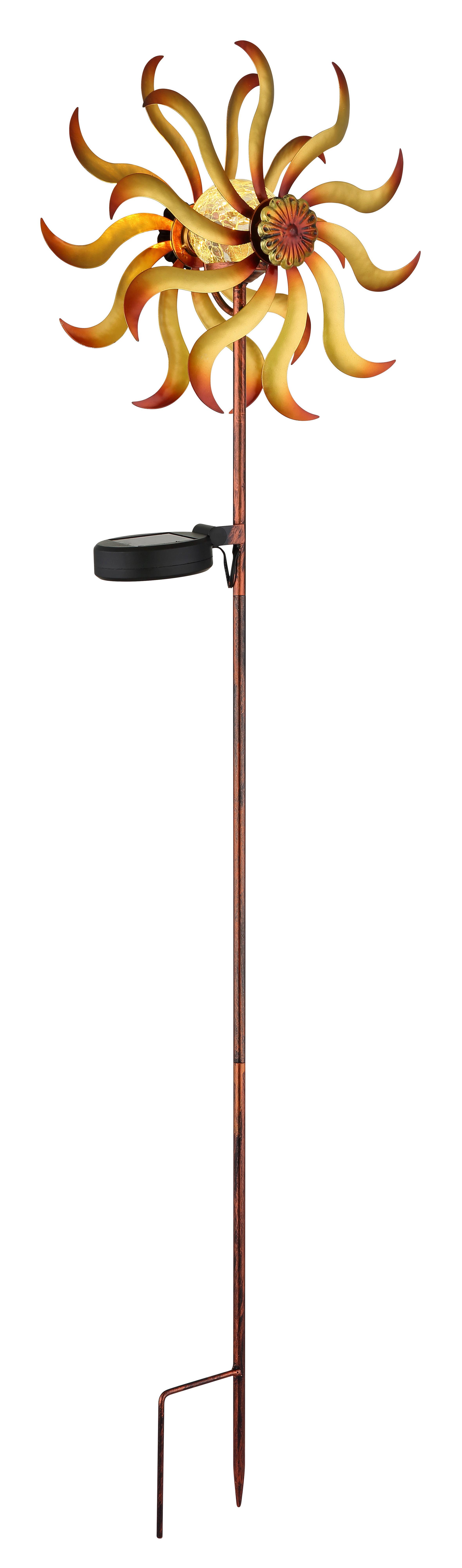 Solarleuchte 3000k, Warmweiß - Klar/Goldfarben, Design, Glas/Metall (22/12/92cm) - Globo