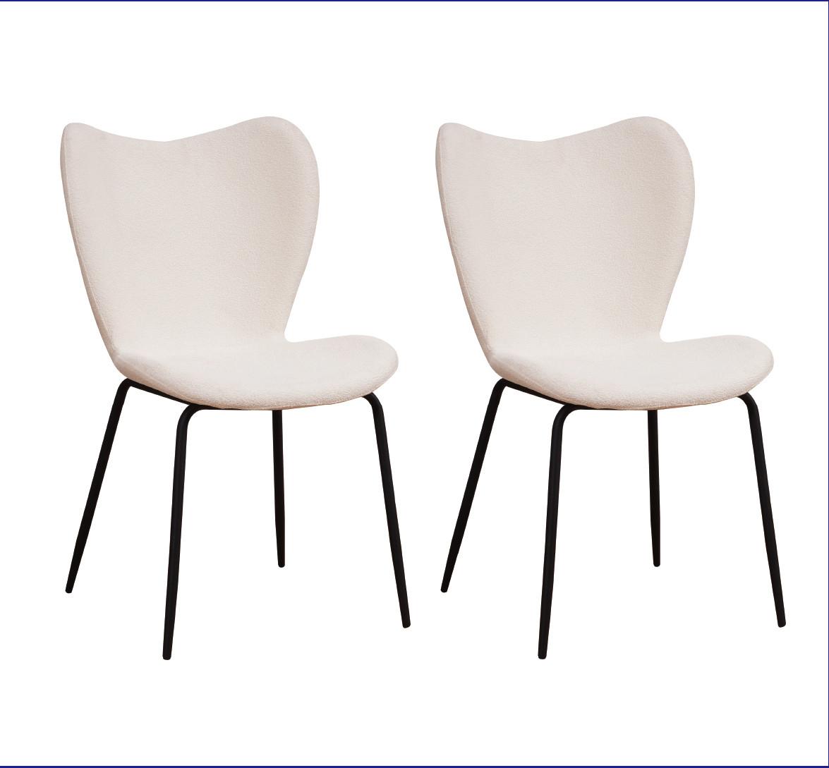 Stuhl-Set Caen Beige/Weiß B: 50 cm - Creme/Schwarz, MODERN, Textil/Metall (50/88,5/42cm) - MID.YOU