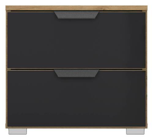 Nachtkästchen Dunkelgrau/ Eiche Dekor H: 43 Cm Artemis - Champagner/Anthrazit, MODERN, Glas/Holzwerkstoff (47/43/42cm) - Rauch Möbel