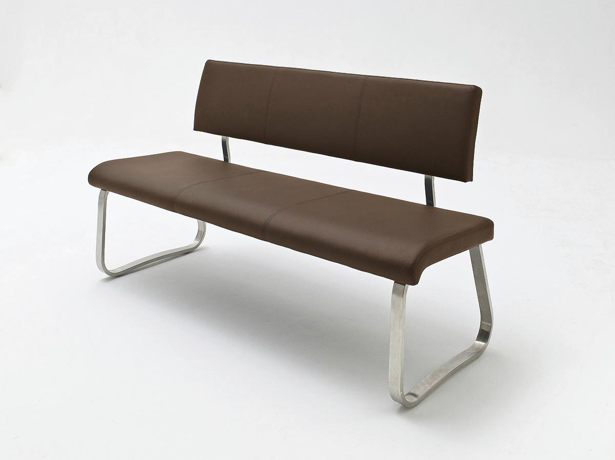 Sitzbank Arco Leder Braun B: 175 cm - Edelstahlfarben/Braun, Trend, Leder/Metall (175/86/59cm)