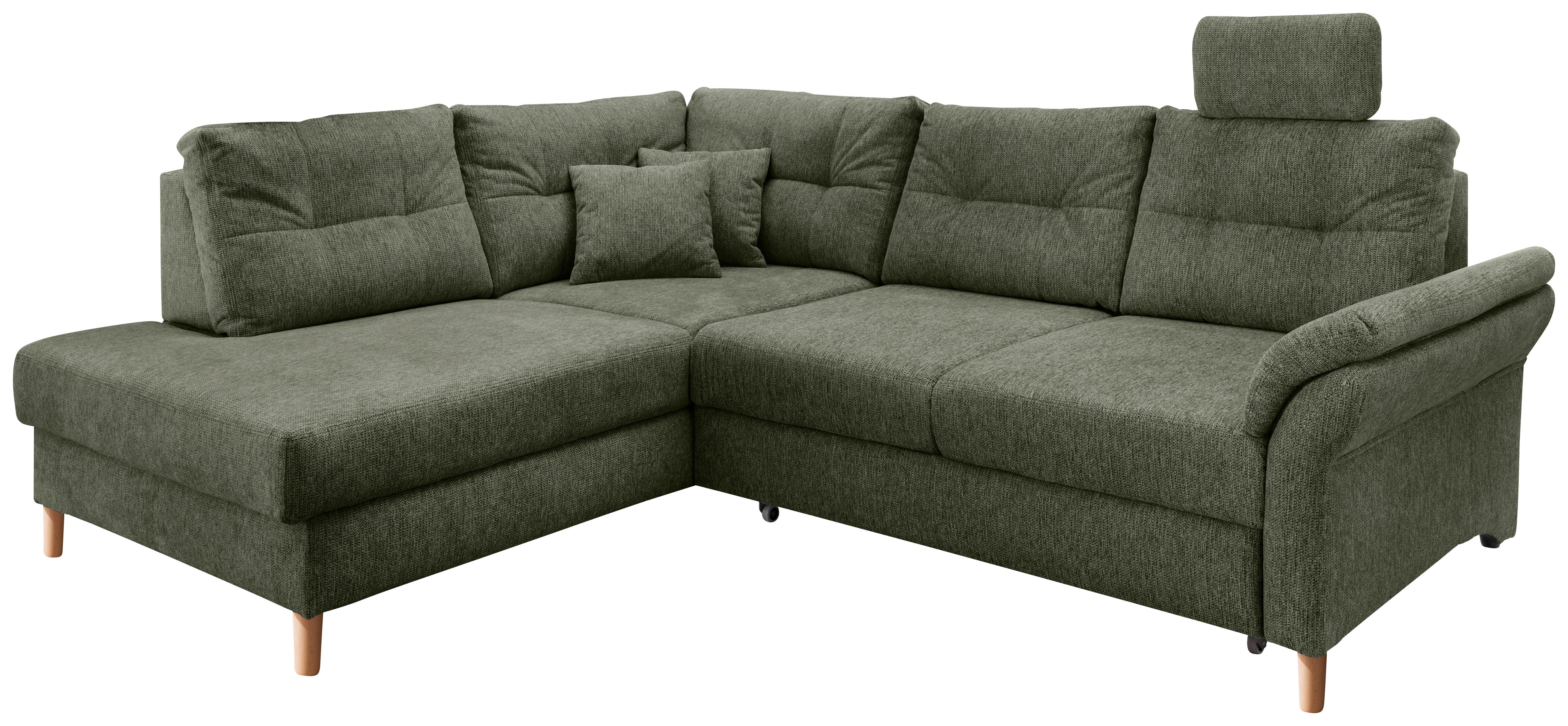 Ecksofa Brizzini Dunkelgrün S: 206x264 cm - Dunkelgrün/Naturfarben, MODERN, Textil (206/264cm) - Livetastic