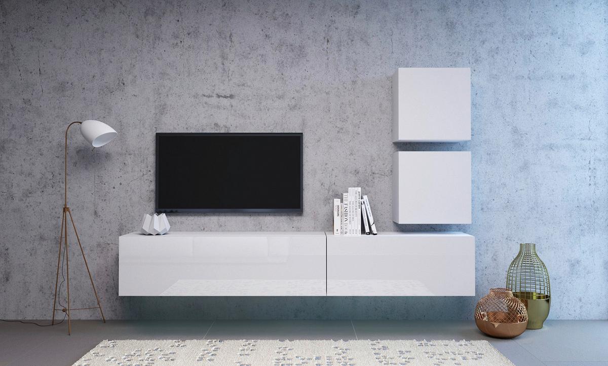 Vitrine Wandschrank Vivien 05 - Weiß Hochglanz/Weiß, Design, Holzwerkstoff (50/50/30cm) - Livetastic