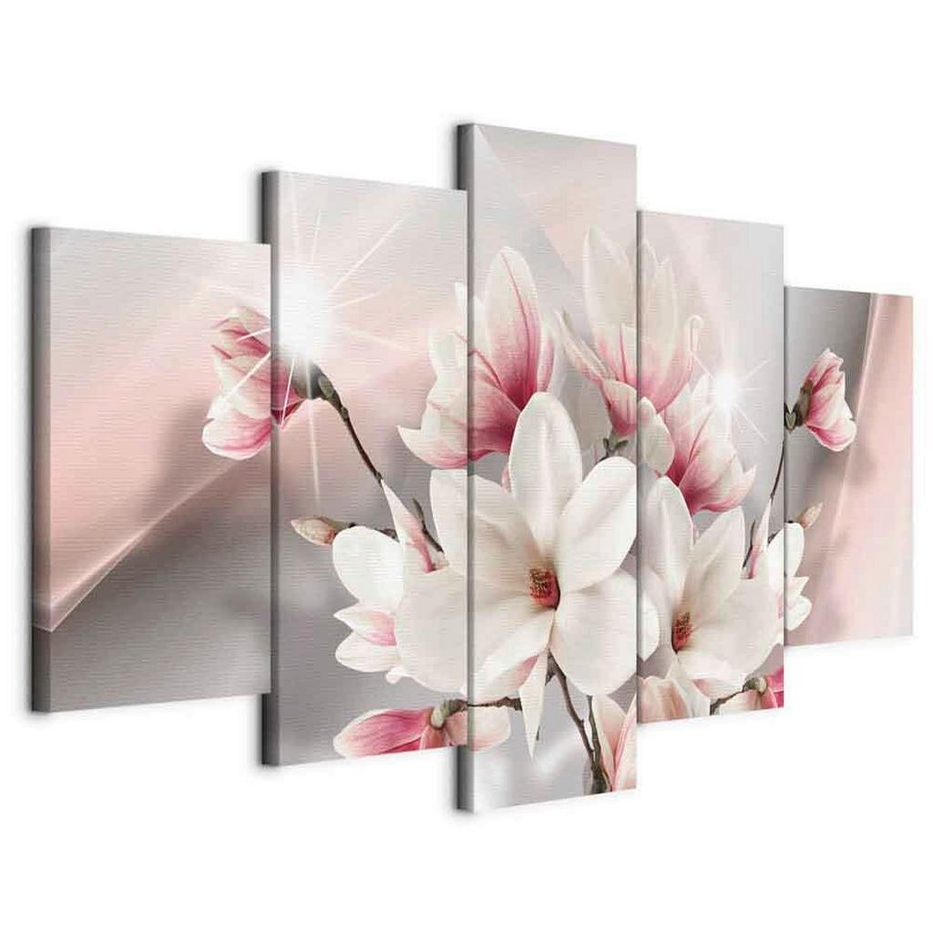 Leinwandbild Mangolia In Bloom Pink Hellgrau B: 100 cm