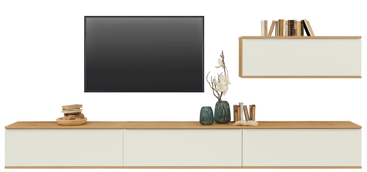 Tv-element Power B: 127,5 Cm Weiß/eiche Dekor - MODERN, Holzwerkstoff (127,5/46/40cm)