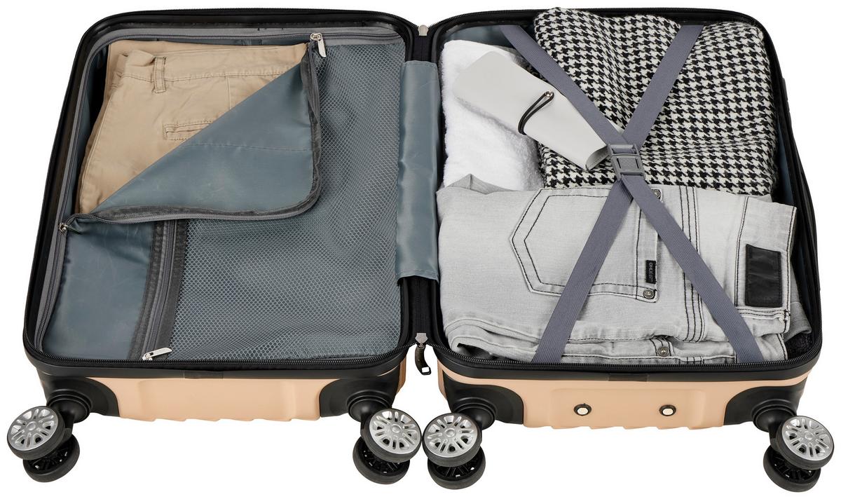 Reisekoffer 4-tlg. New York 4 Rollen Hartschale - Goldfarben, Basics, Kunststoff/Textil (32-48/25-75/16-29cm) - Luca Bessoni