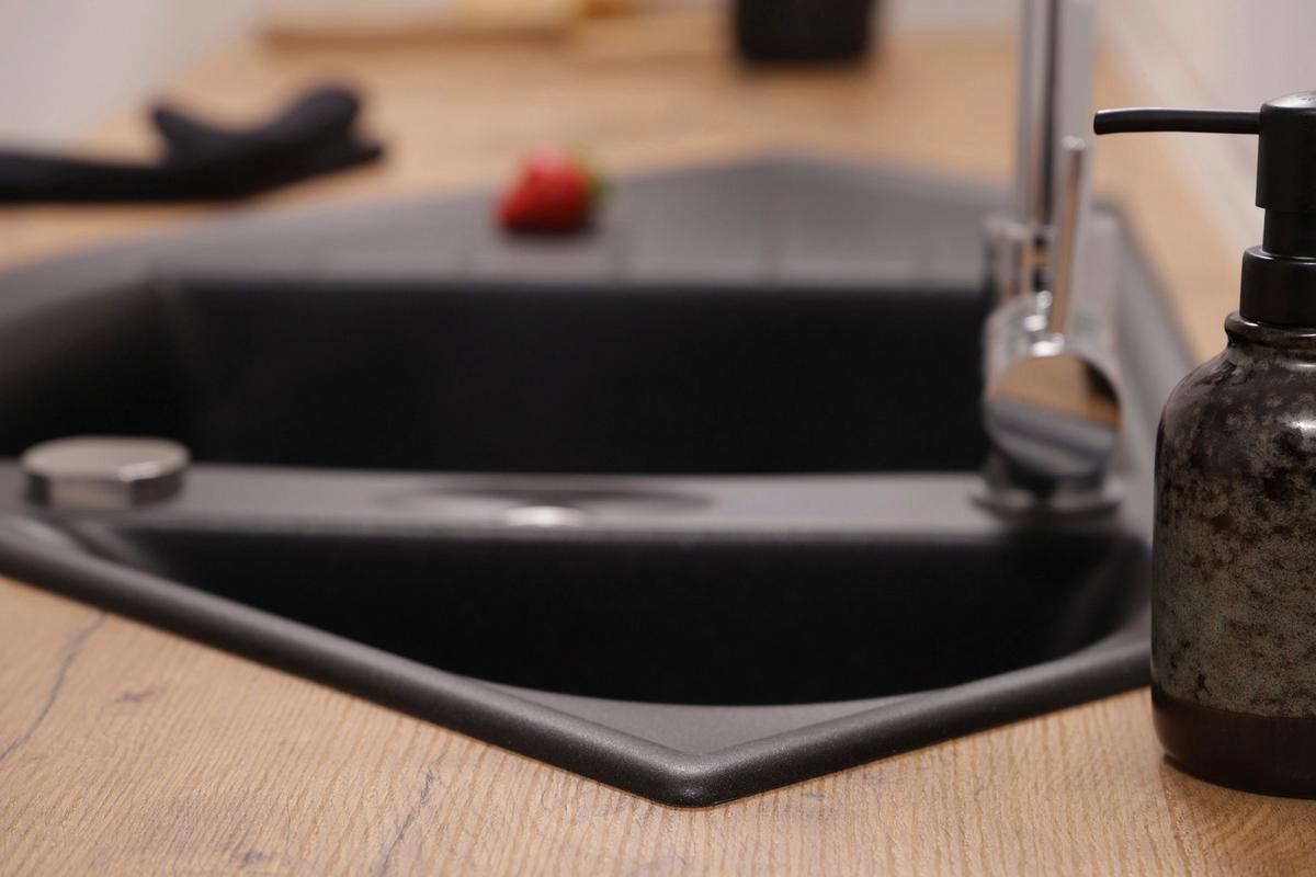 Spüle Arlington Schwarz 110,5x19,5cm - Schwarz, Basics, Stein (110,5/19,5/52cm) - Respekta