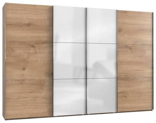 Schwebetürenschrank B: 350 cm Level 36c Weiß/Eiche Dekor - Eichefarben/Weiß, MODERN, Holzwerkstoff (350/236/65cm) - MID.YOU