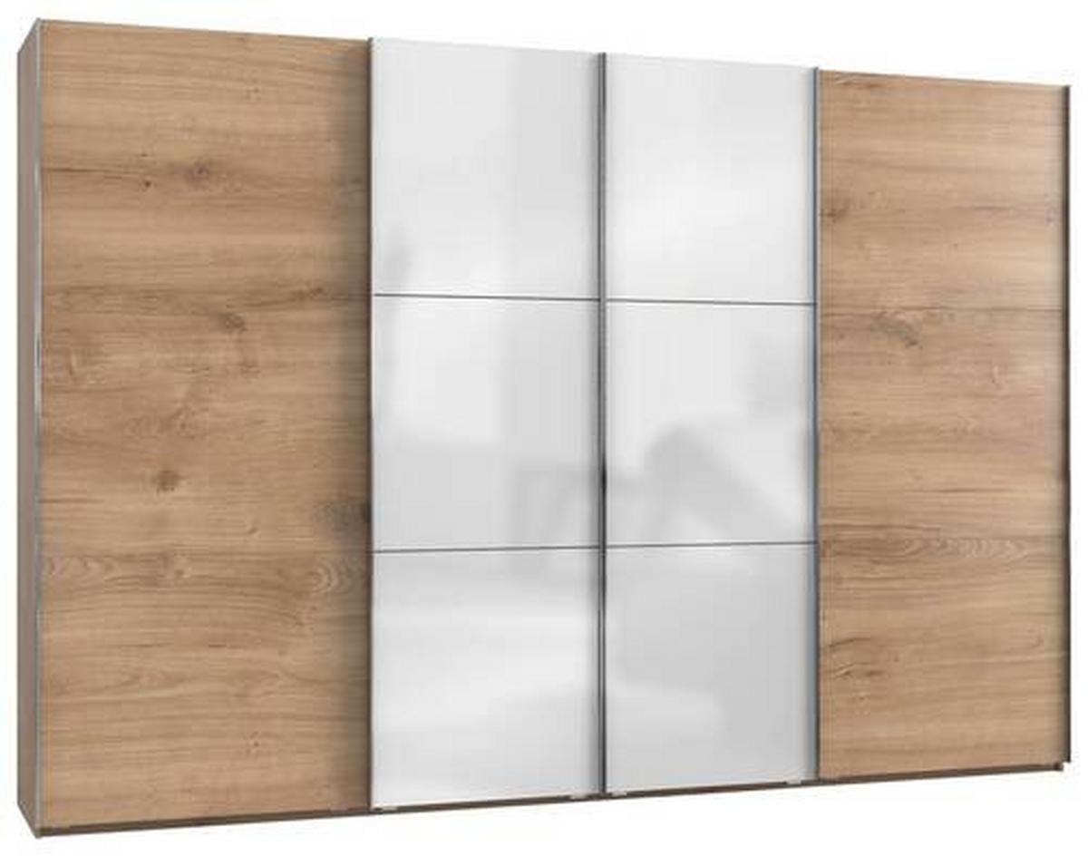 Schwebetürenschrank B: 350 cm Level 36c Weiß/Eiche Dekor - Eichefarben/Weiß, MODERN, Holzwerkstoff (350/236/65cm) - MID.YOU