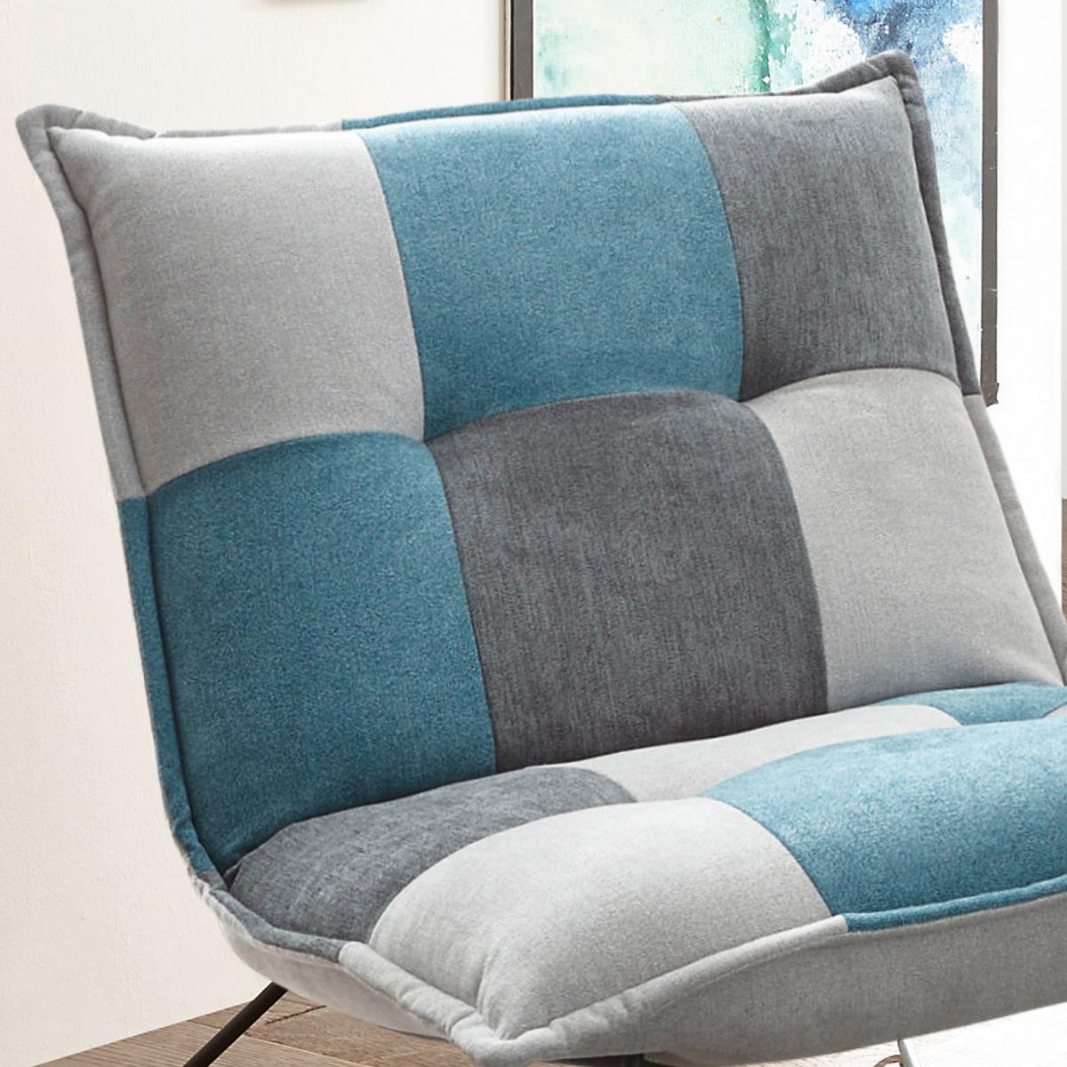 Polstersessel Vico Stoffbezug Silber/Denim/Grau - Blau/Dunkelgrau, Basics, Textil/Metall (69/76/86cm) - MID.YOU