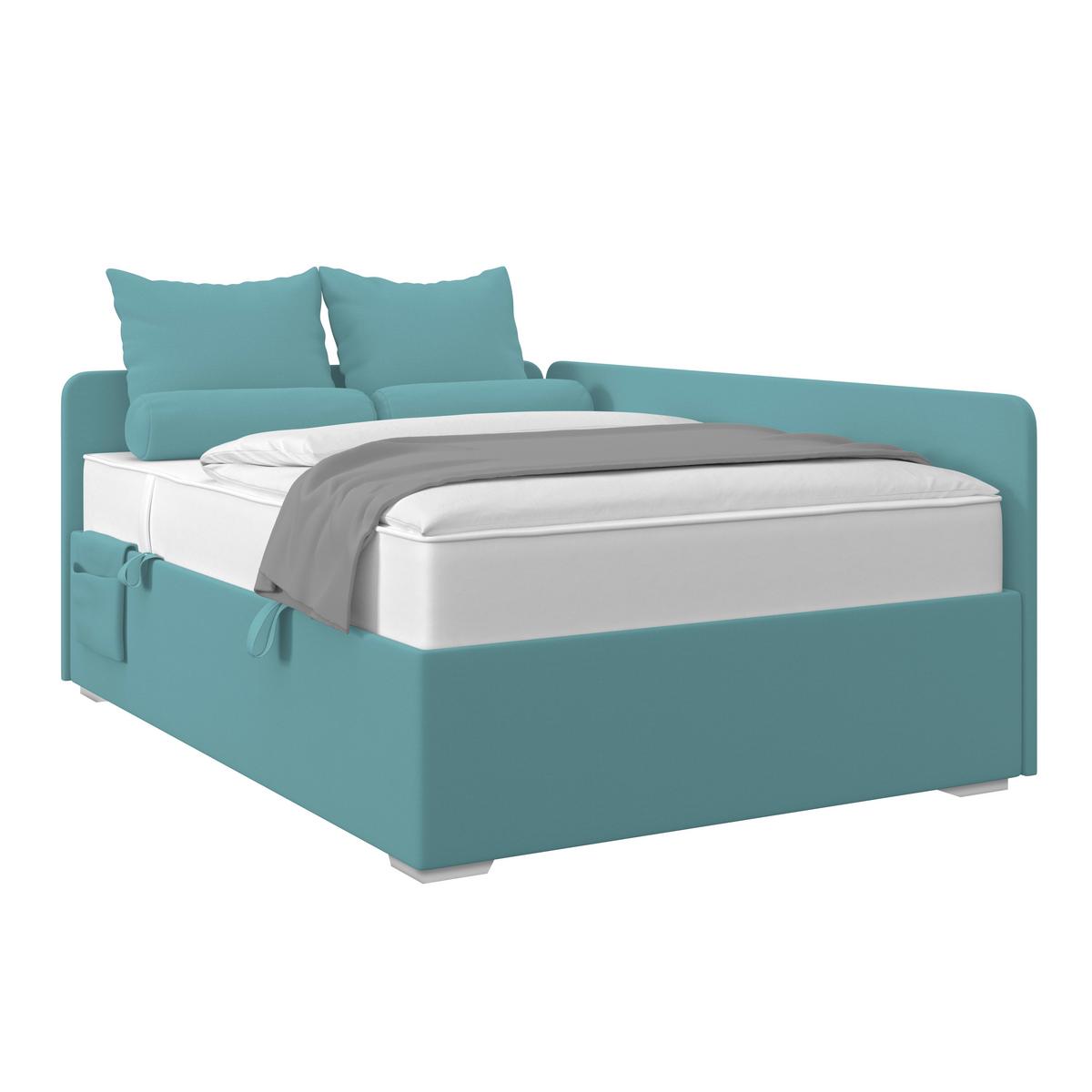 Polsterbett Remi - Türkis/Chromfarben, MODERN, Holz/Textil (120/200cm)