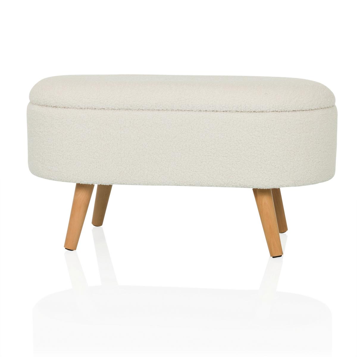Hocker Storiano Weiß B: 82 Cm - Eichefarben/Weiß, MODERN, Textil (82/43/47cm) - MID.YOU