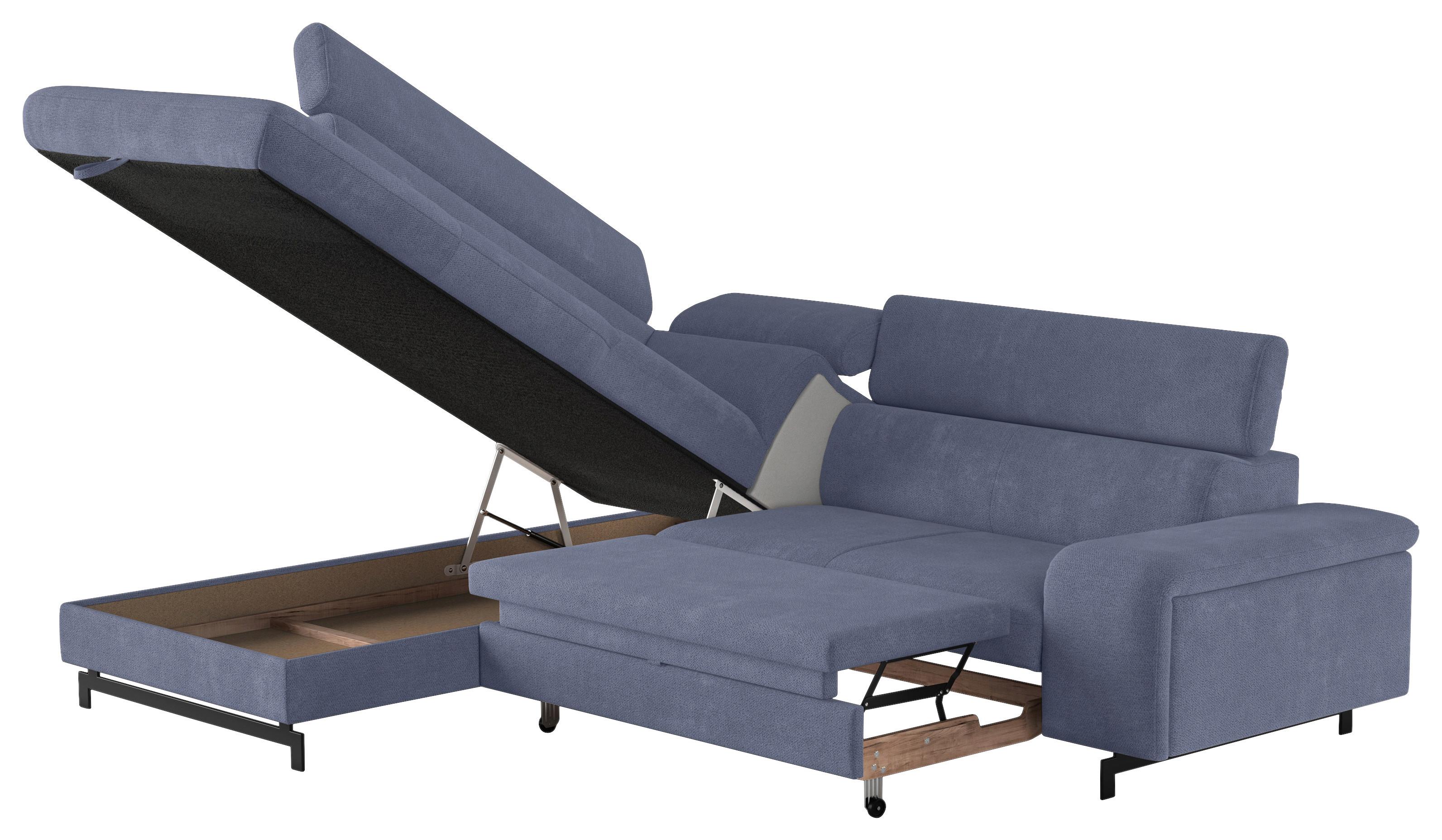 Ecksofa Emma - Blau/Schwarz, Textil (215/262cm) - MID.YOU