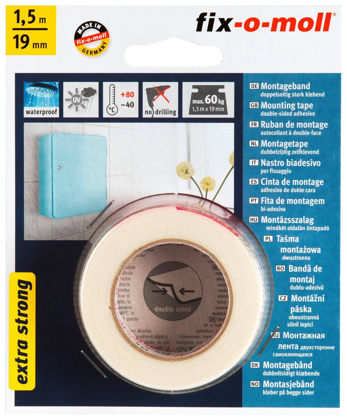 Szerelőszalag Extra Erős - fehér, műanyag (1,9/150cm) - Suki