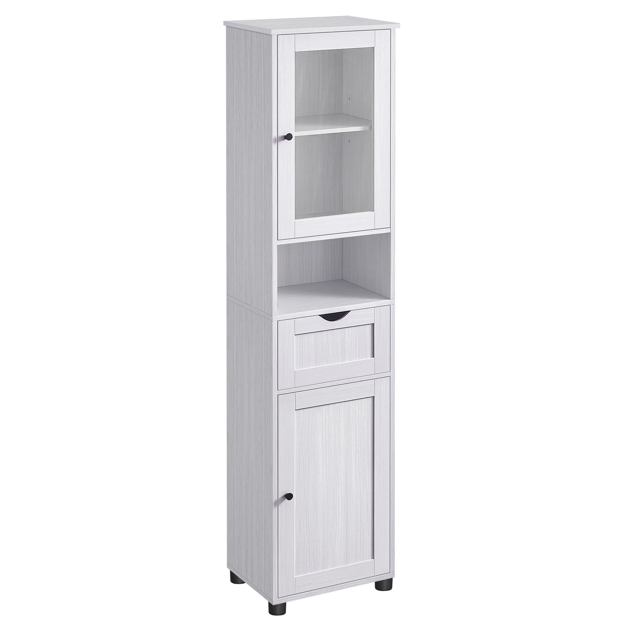 Hochschrank Bbk163t44v1 - Schwarz/Weiß, Trend, Glas/Holzwerkstoff (40/165/30cm) - MID.YOU