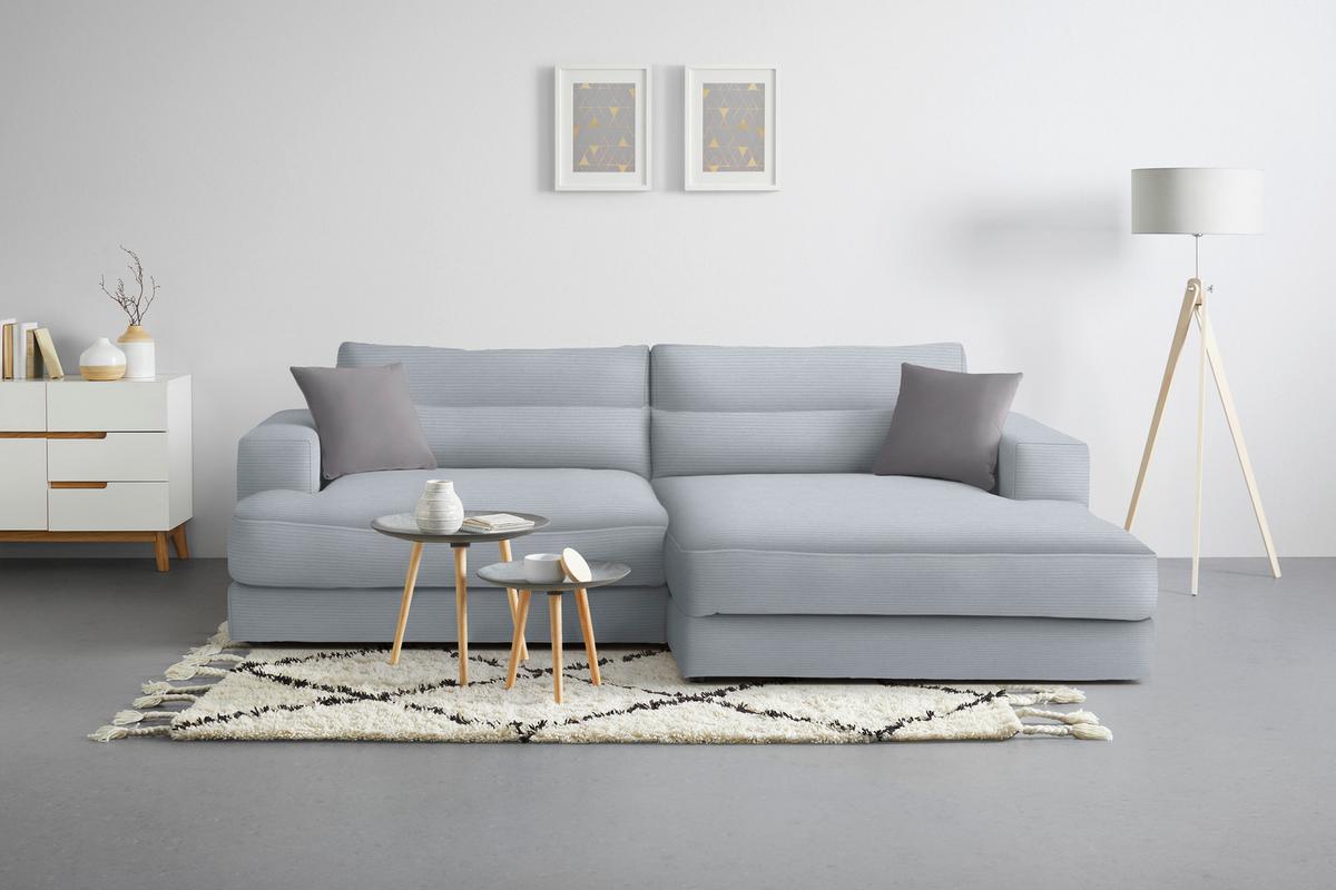 Rohová sedačka FABIONA, pravá, sivý menčester / sivá - čierna/sivá, Modern, drevo/plast (268/194cm) - Mömax