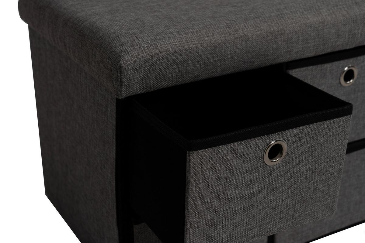 Hocker Halmstad Textil Grau, Box Mit Deckel - Grau, Trend, Wellpappe/Textil (50,5/40/38cm)