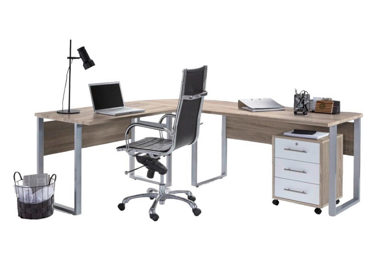 Büro Office Edition Sonoma Eiche Dekor/weiß - Weiß/Sonoma Eiche, MODERN, Holzwerkstoff/Metall - MID.YOU