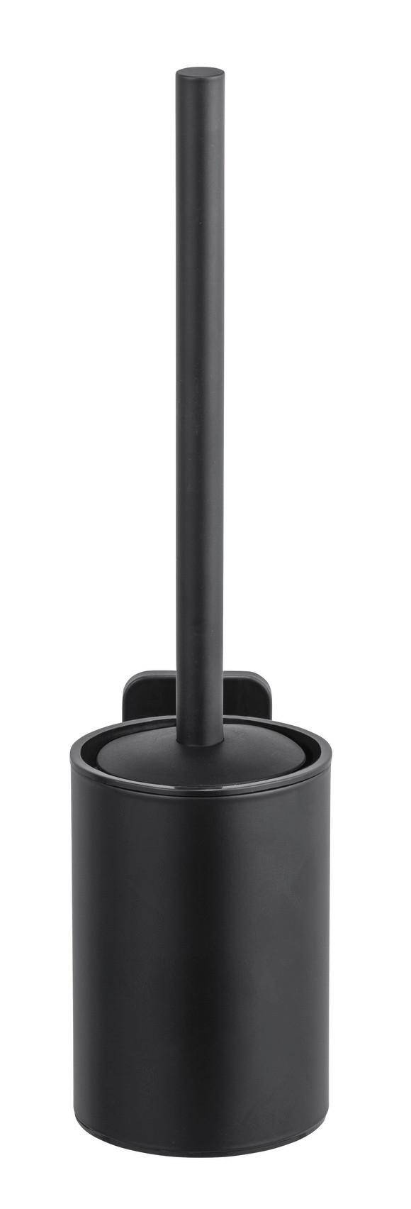 WC-Bürstengarnitur Porto Black Schwarz, Wandmontage B: 9 cm - Schwarz, MODERN, Kunststoff/Metall (9/13,5/37cm) - Wenko