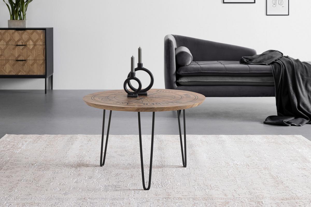 Konferenční stolek NAVIS mangové dřevo - černá/přírodní barvy, Natur, kov/dřevo (70/70/45cm) - Mömax