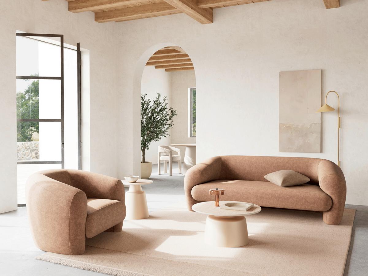 COUCHTISCH Santorini Grau/Beige L: 45cm - Beige/Grau, Design, Keramik/Metall (45/45/47,5cm) - MID.YOU