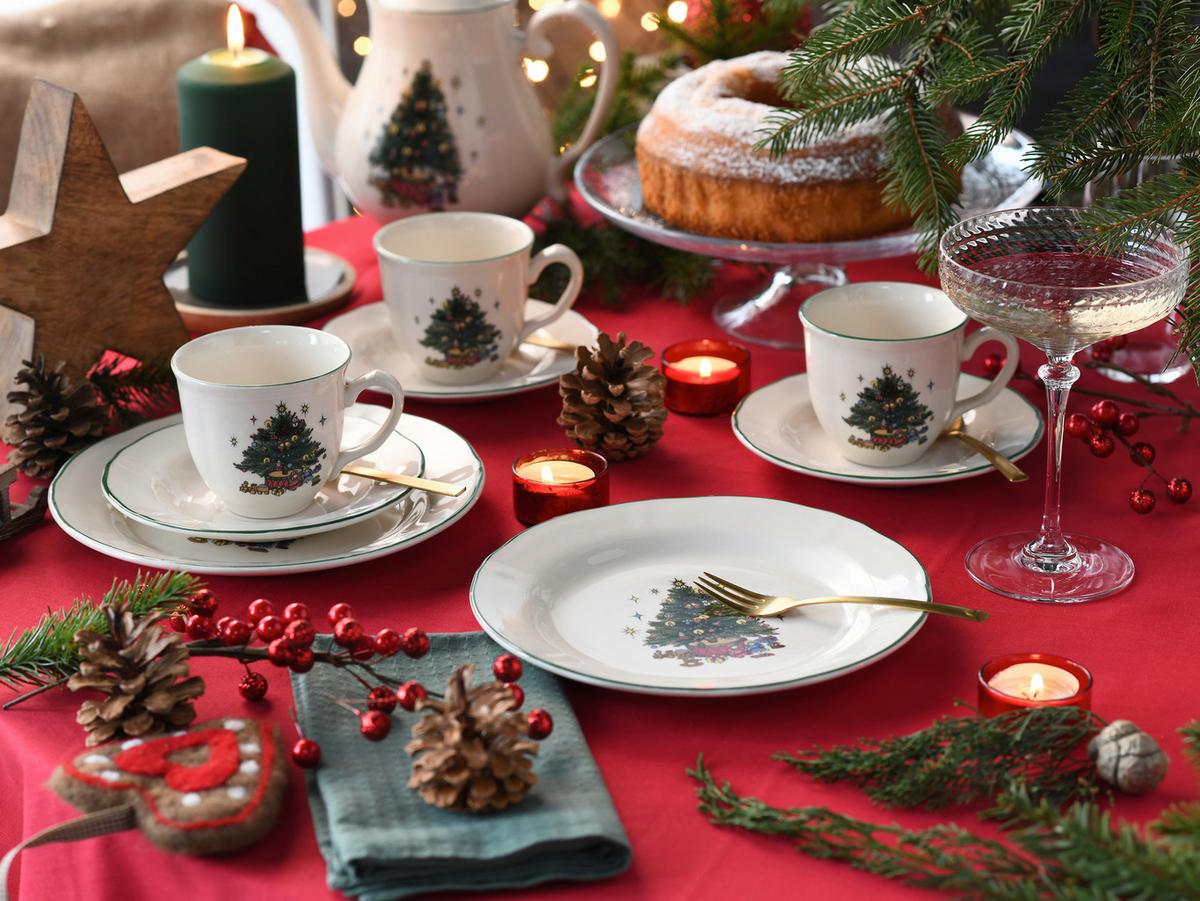 Kaffeeservice 18 -teilig. Steingut, Multicolor/Weiß - Multicolor/Weiß, Basics, Keramik - Creatable
